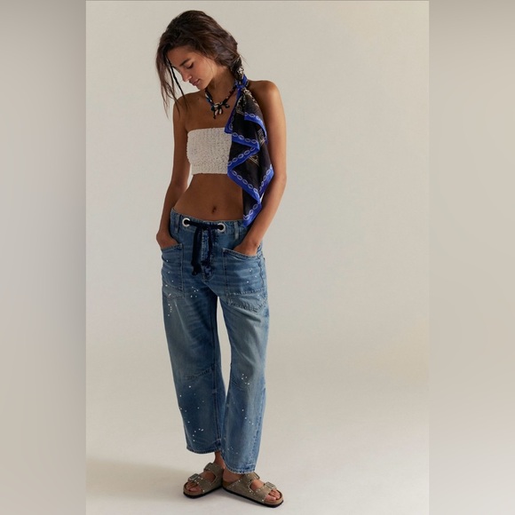 Free People We the Free Moxie Pull-On Barrel Jeans - Picture 1 of 4